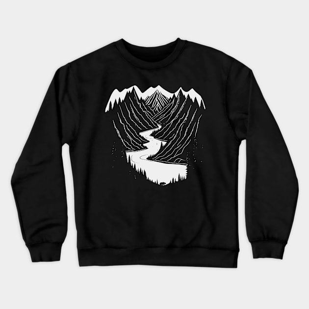 Mountains Rivers Crewneck Sweatshirt by Bongonation